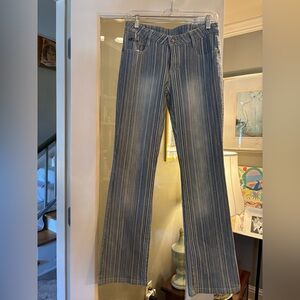 Hot Lava Striped Womens Flare Wide Leg Jeans